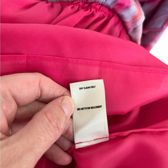 Rebecca Taylor  Strapless Silk Pleated Corset Pink Watercolor Dress $345 Size 4 - Picture 10 of 12